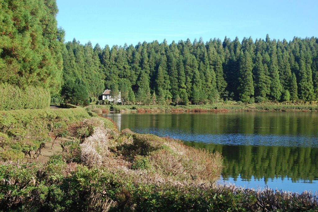 Sendero de senderismo con vistas a la Lagoa do Fogo en São Miguel, Azores