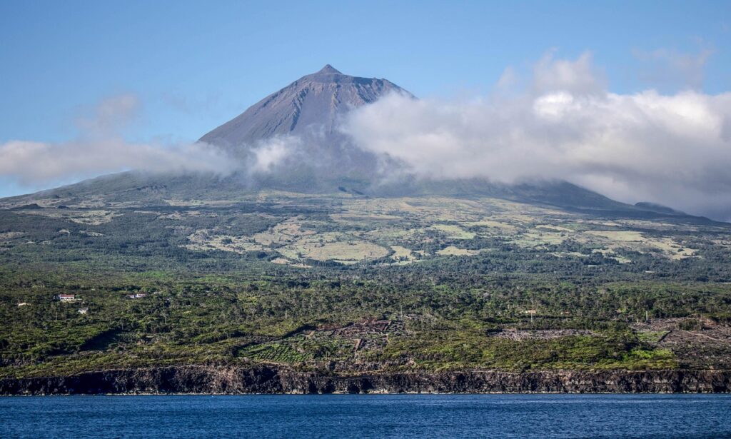 Mount Pico at sunset, the highest mountain in Portugal, Azores