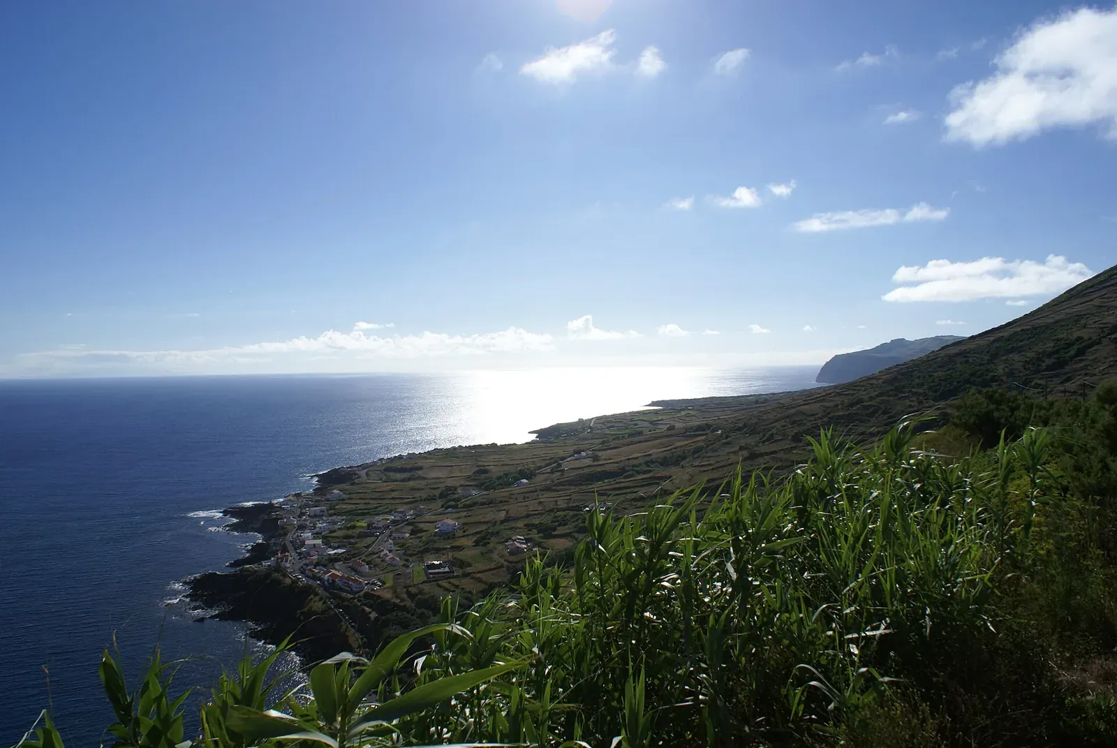 Carapacho coastline and houses seen from Ponta da Restinga on Graciosa