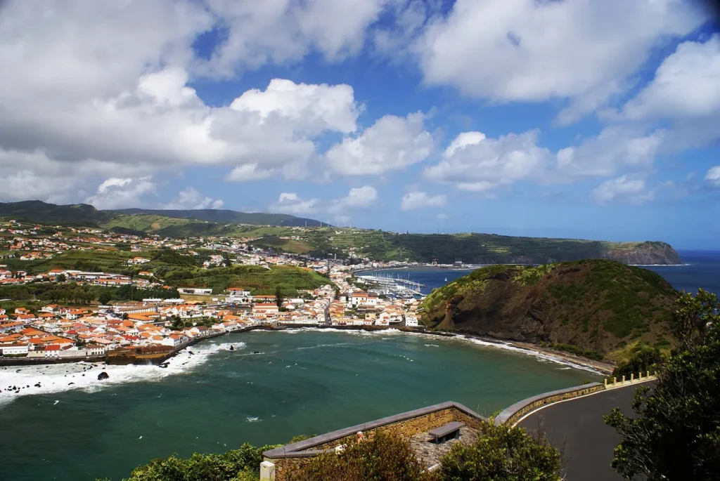 Horta and its bay viewed from Monte da Guia, Faial